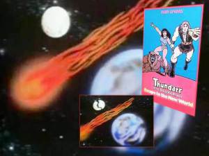 Thundarr, el bárbaro. Serie de TV 1980-1982. Muestra el planeta X/Nibiru 1 Thundarr, el bárbaro. Serie de TV 1980-1982. Muestra el planeta X/Nibiru