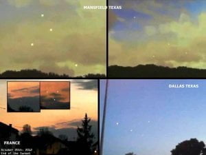 Masivos avistamientos OVNI sobre Dallas, Texas, Reino Unido, Mansfield y sobre Francia en 20 de octubre 2012