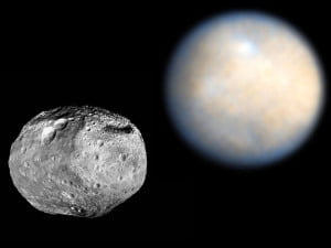 Las rocas espaciales Vesta y Ceres visibles en el cielo nocturno, el 9 y 18 de diciembre 2012