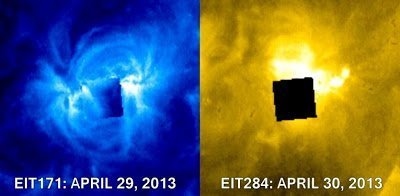 ¿'Cubo negro' OVNI gigante en la superficie del Sol? - 29 - 30 abril 2013