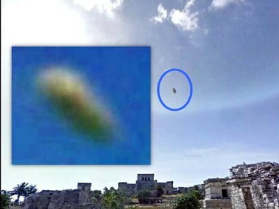OVNI cilíndrico gira 90 grados sobre el Castillo en ruinas de Tulum, México - Julio 2013