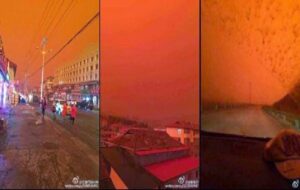 Extraño Cielo Rojo en Mongolia Interior