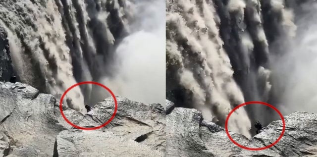 Criatura extraña filmada en una cascada en Islandia
